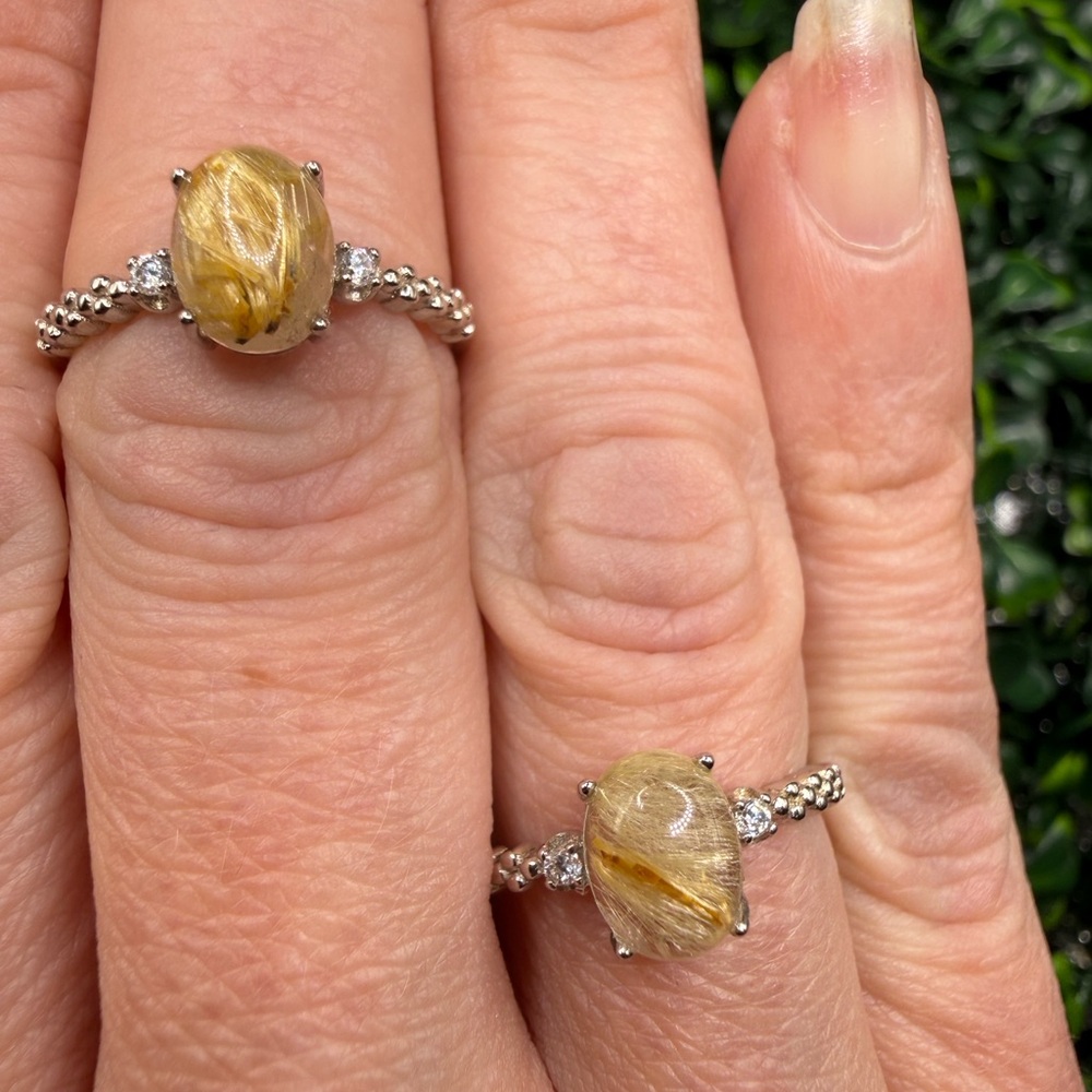 Golden Rutile Quartz, Adjustable Sterling Silver Ring - Picture 8 of 10